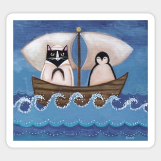 The Sailor Cat and Penguin Sticker